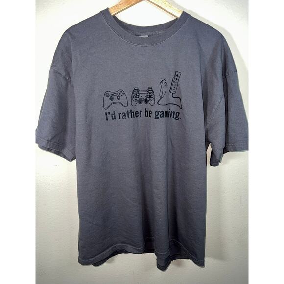 Gamer Shirt - I’d Rather Be Gaming Xbox PlayStation Wii Controllers - Picture 1 of 12